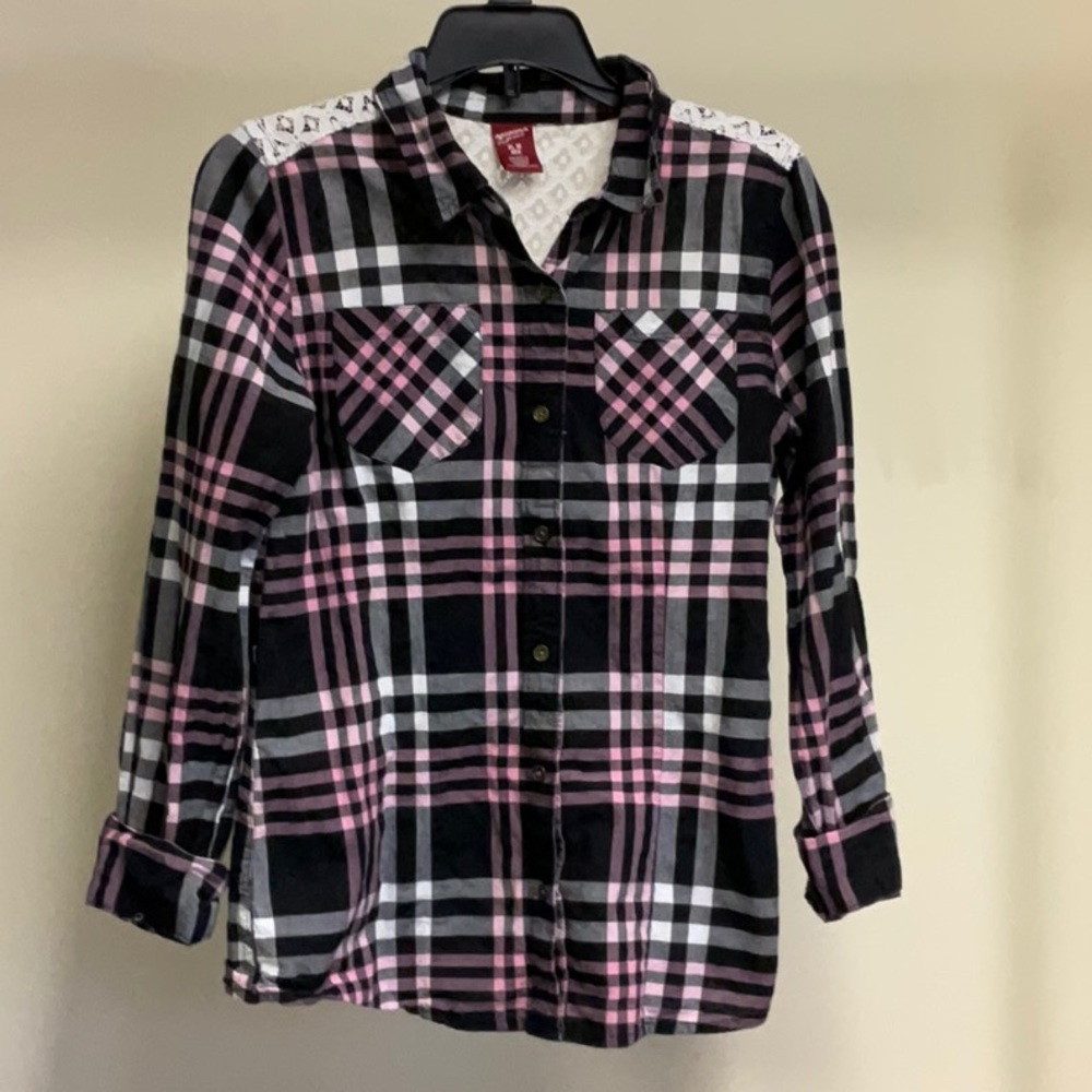 Girls Pink & Black Flannel ❤️